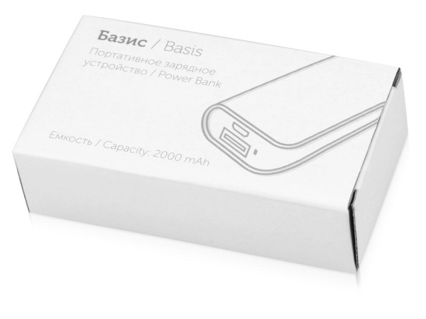  Зарядные устройства Артикул 592402 Портативное зарядное устройство (power bank) Basis, 2000 mAh, синий на складе 1374 шт по цене 525.62 ₽