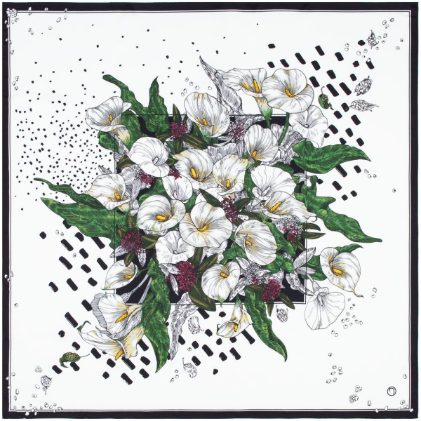 Newonce Платки Артикул 20088.03 Платок шелковый Delicate, каллы на складе 46 шт по цене 11&nbsp;383 ₽