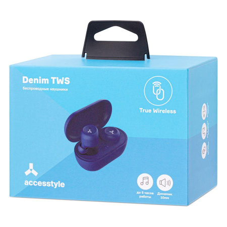 ACCESSTYLE Наушники Артикул 37109 26 Беспроводные наушники ACCESSTYLE DENIM TWS, синие на складе 210 шт по цене 1&nbsp;239 ₽