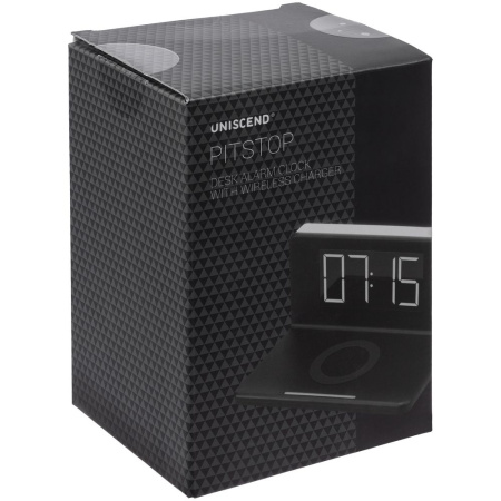 Uniscend Часы Артикул 11879.30 Часы настольные с беспроводным зарядным устройством Pitstop, черные на складе 953 шт по цене 3&nbsp;190 ₽